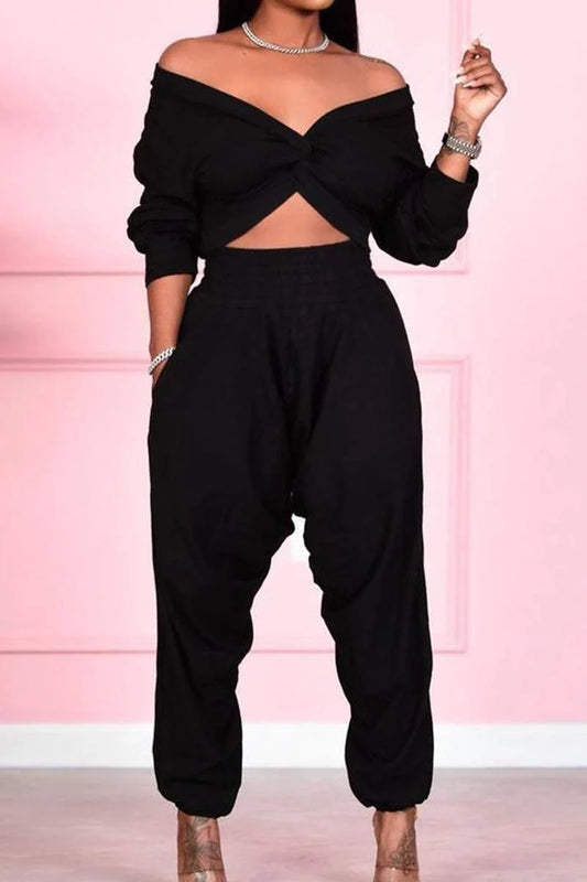 Cross Blouse Pants Set