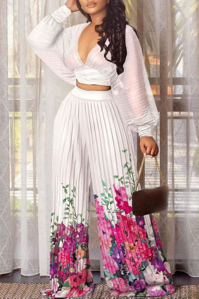 Two Piece Wide Leg Pants Set