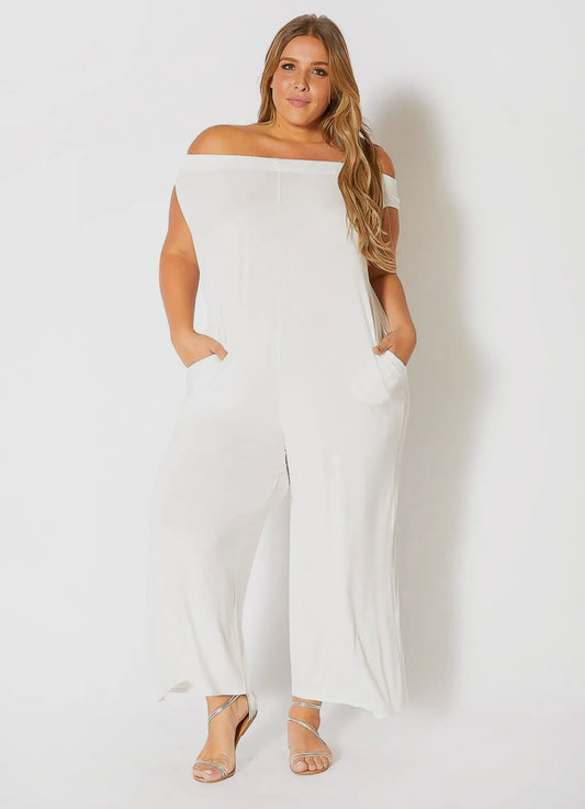 Full Figured Off Shoulder Jumpsuit