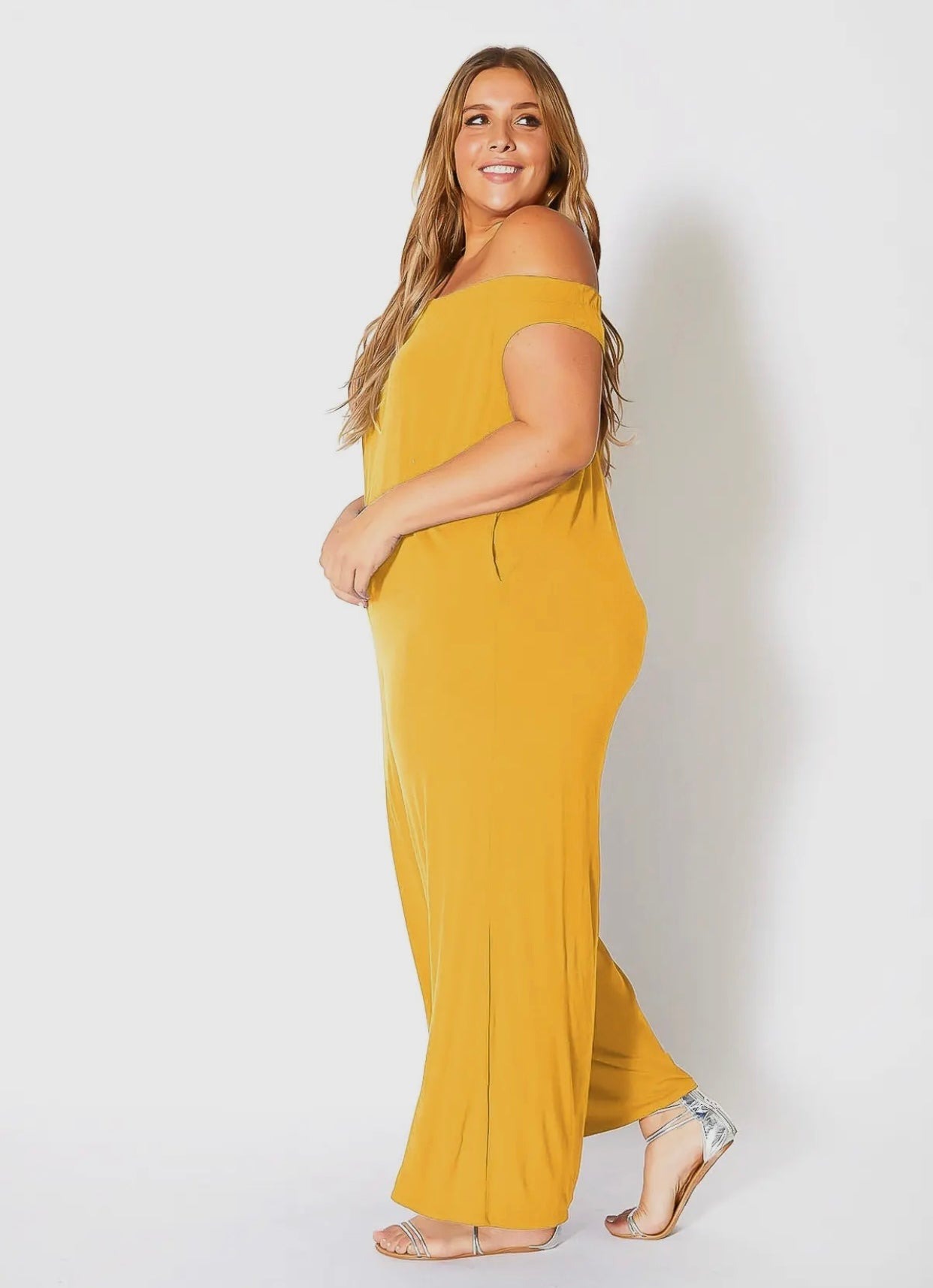 Full Figured Off Shoulder Jumpsuit