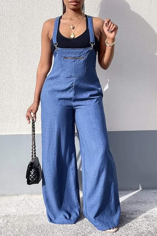 Wide Leg Suspender Jumpsuit