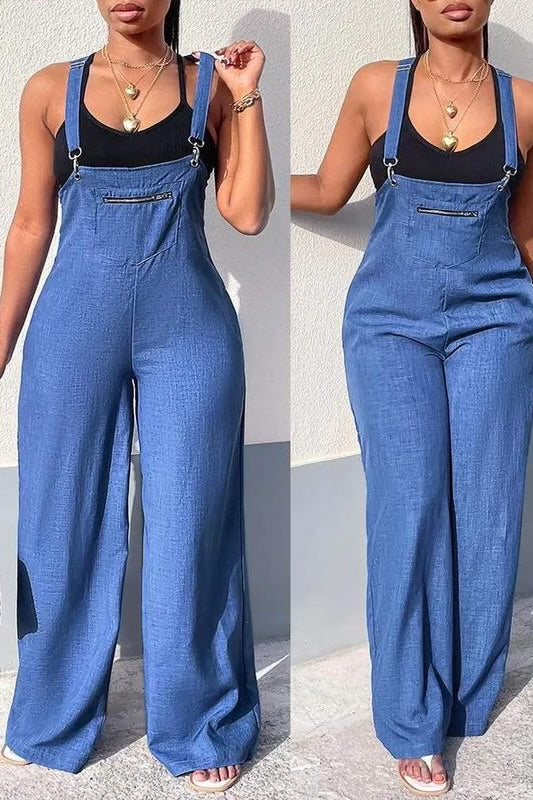 Wide Leg Suspender Jumpsuit