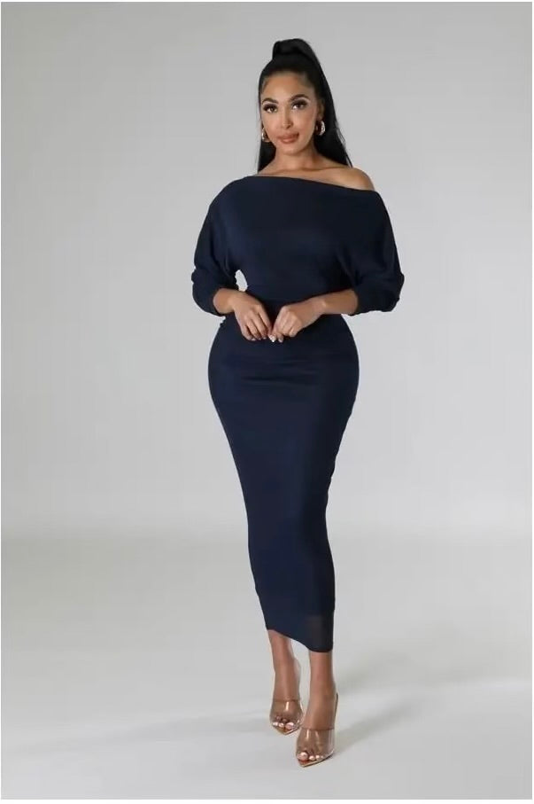 Ruched Off The Shoulder Stretch Dress