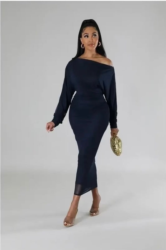 Ruched Off The Shoulder Stretch Dress