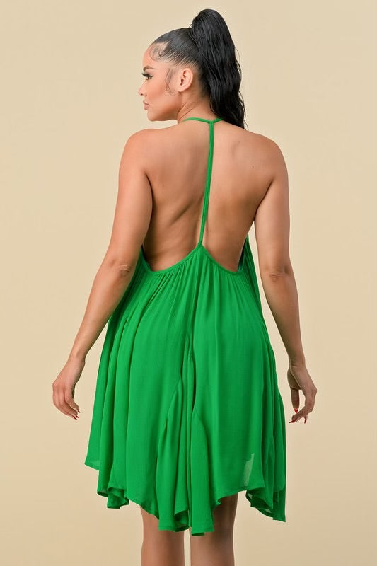 Green Crinkle Cami Dress