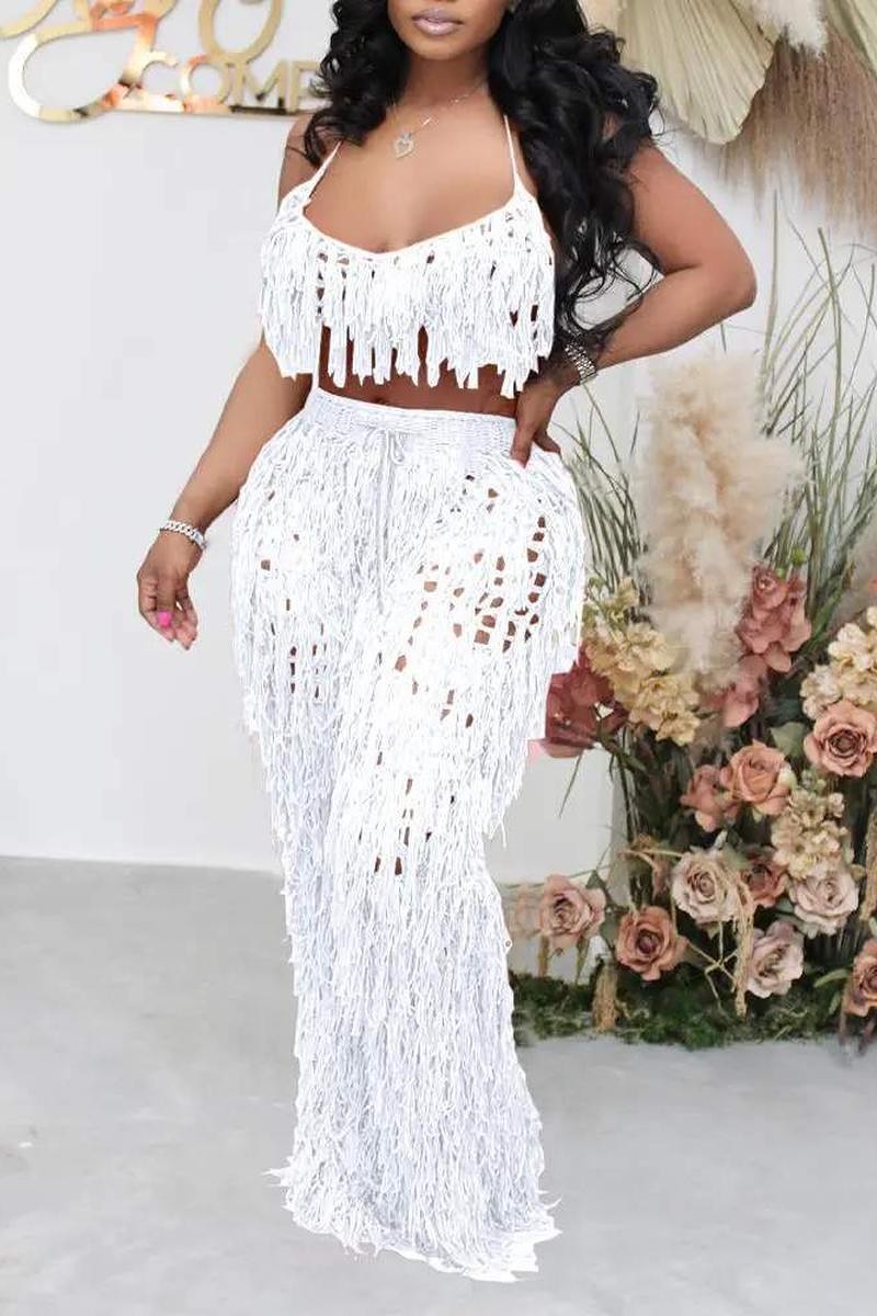 Tassel Crochet Pants Set